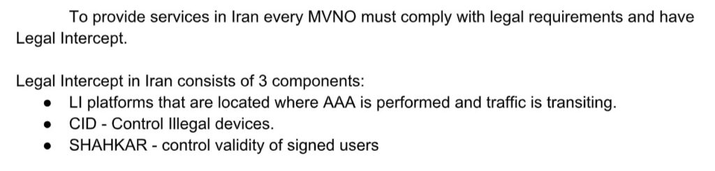 Excerpt of document sent by an Ariantel &ldquo;software manager&rdquo;