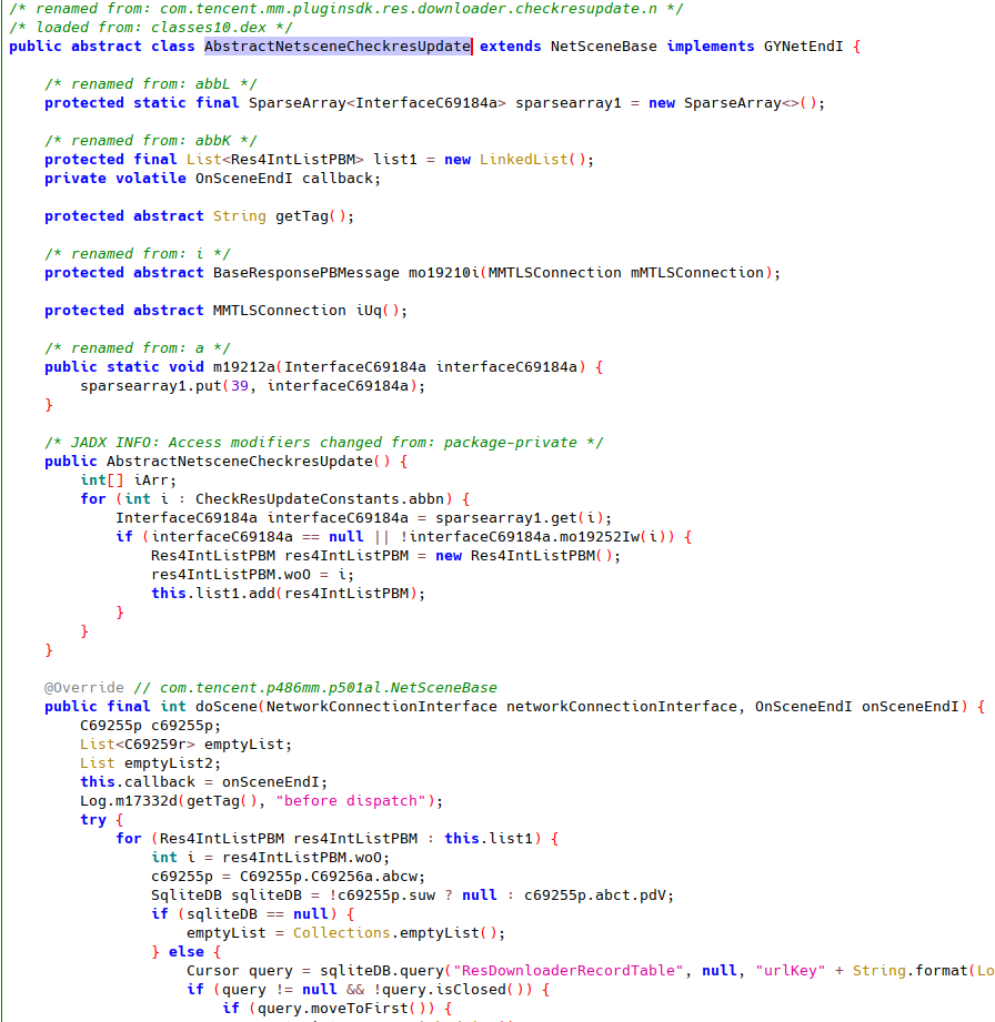 Should We Chat? Privacy in the WeChat Ecosystem 4 Screenshot of a decompiled class.