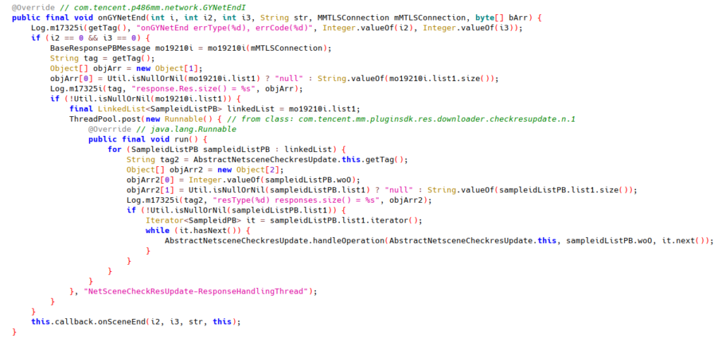 Should We Chat? Privacy in the WeChat Ecosystem 5 Screenshot of a decompiled class.